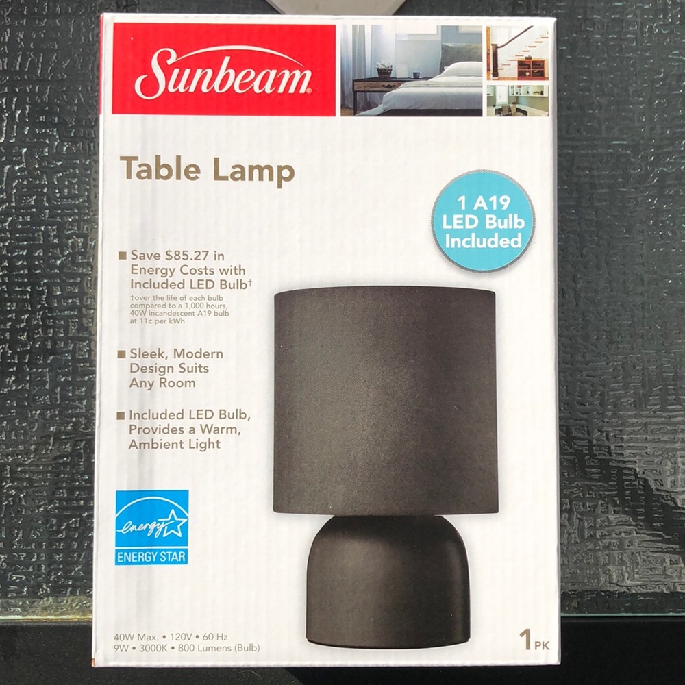 COPY - Sunbeam Modern Black Table Lamp New